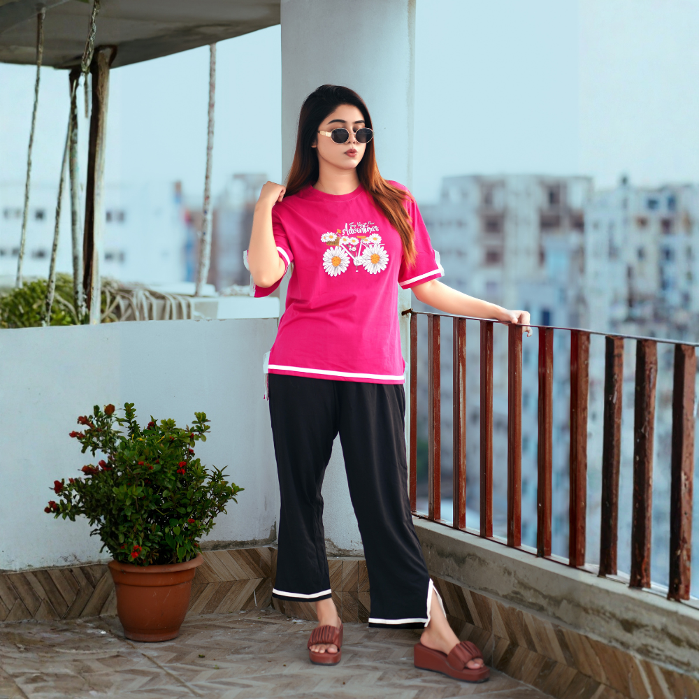 Side Cutting Co-Ord Set (Adventure Megenta)
