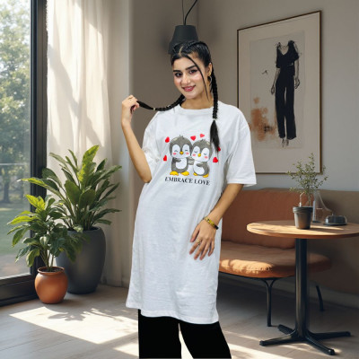 Ladies Long T-Shirt (Embrance Love White)