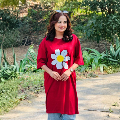 Ladies Long T-Shirt (Summer of Youth Merun)