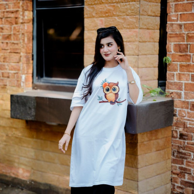 Ladies Long T-Shirt (OWL White)