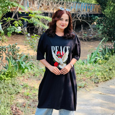 Ladies Long T-Shirt (Peace Black)