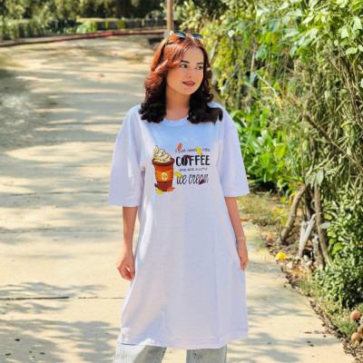 Ladies Long T-Shirt (Coffee White)
