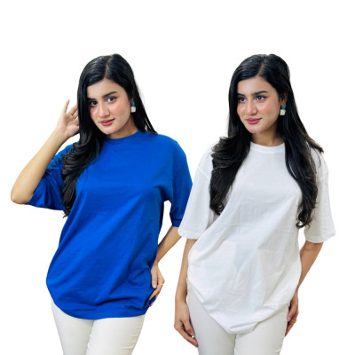 ২ পিস সলিড টি-শার্ট কম্বো মাএ ৪৯০ টাকা (Royel Blue / White)