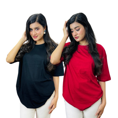 ২ পিস সলিড টি-শার্ট কম্বো মাএ ৪৯০ টাকা (Merun / Black)