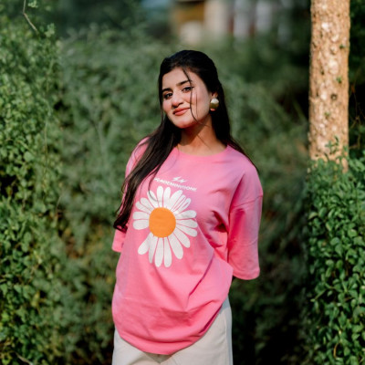 Ladies Drop Shoulder (Flower Pink)