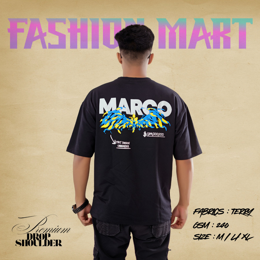 Men's Premium Drop Shoulder T-shirt (Marco-Black)