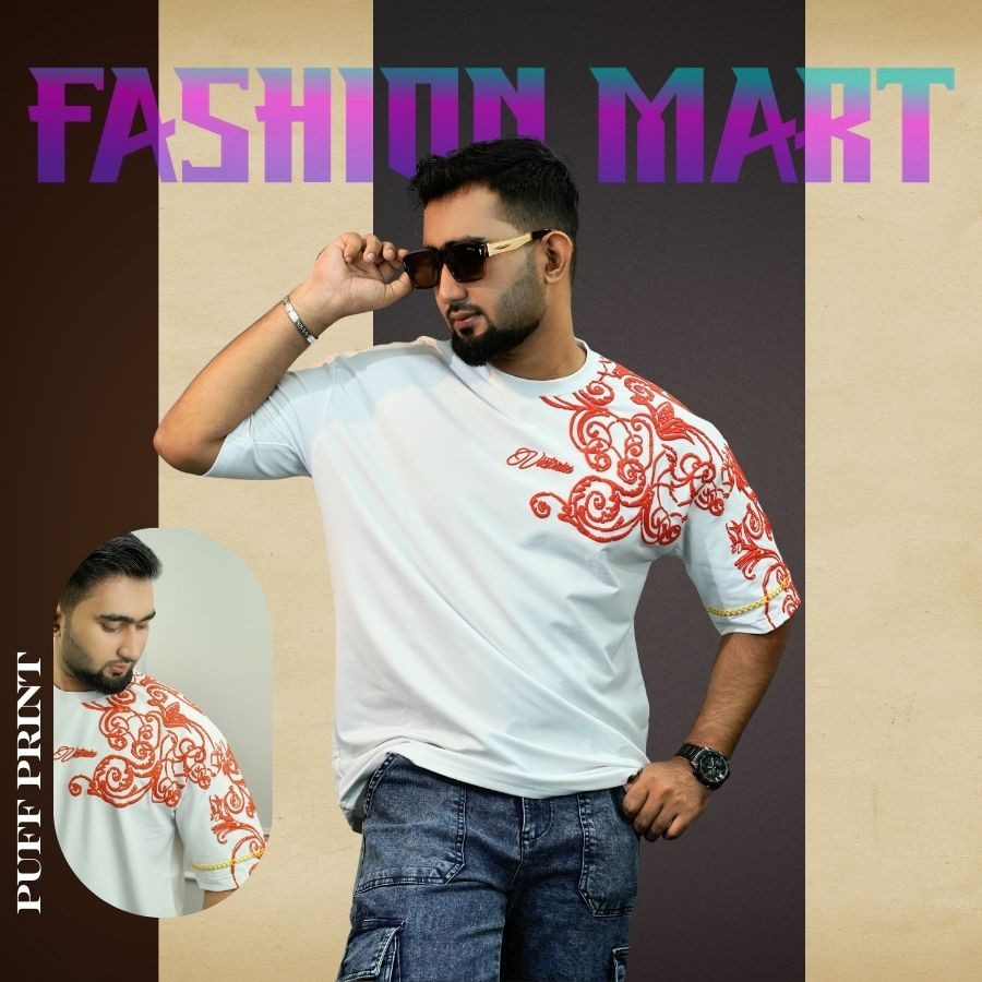 Men's Premium Drop Shoulder T-shirt (Lota-White)