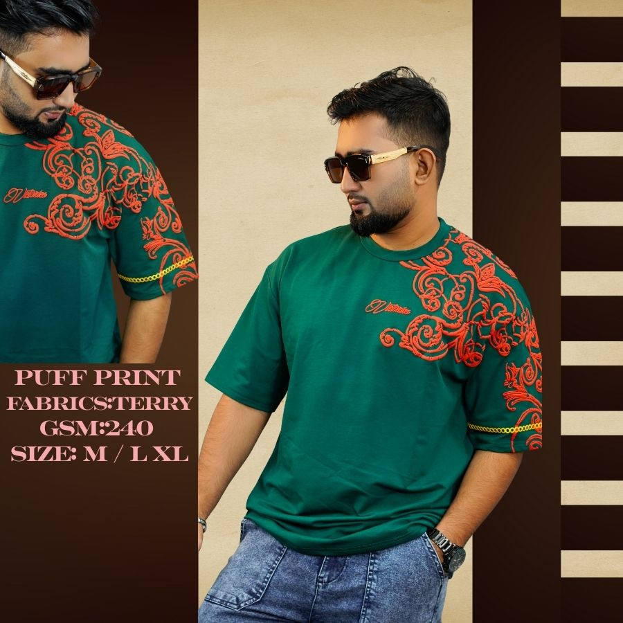 Men's Premium Drop Shoulder T-shirt (Lota - B-Green)